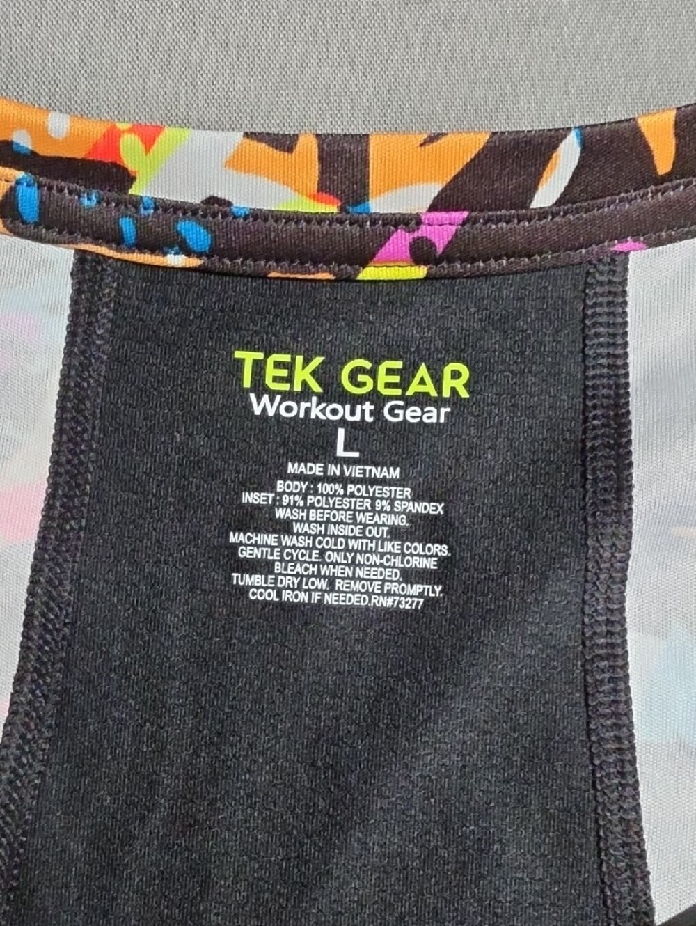 tek gear Black Tank Top with Neon Splash Print - Picture 2 of 6